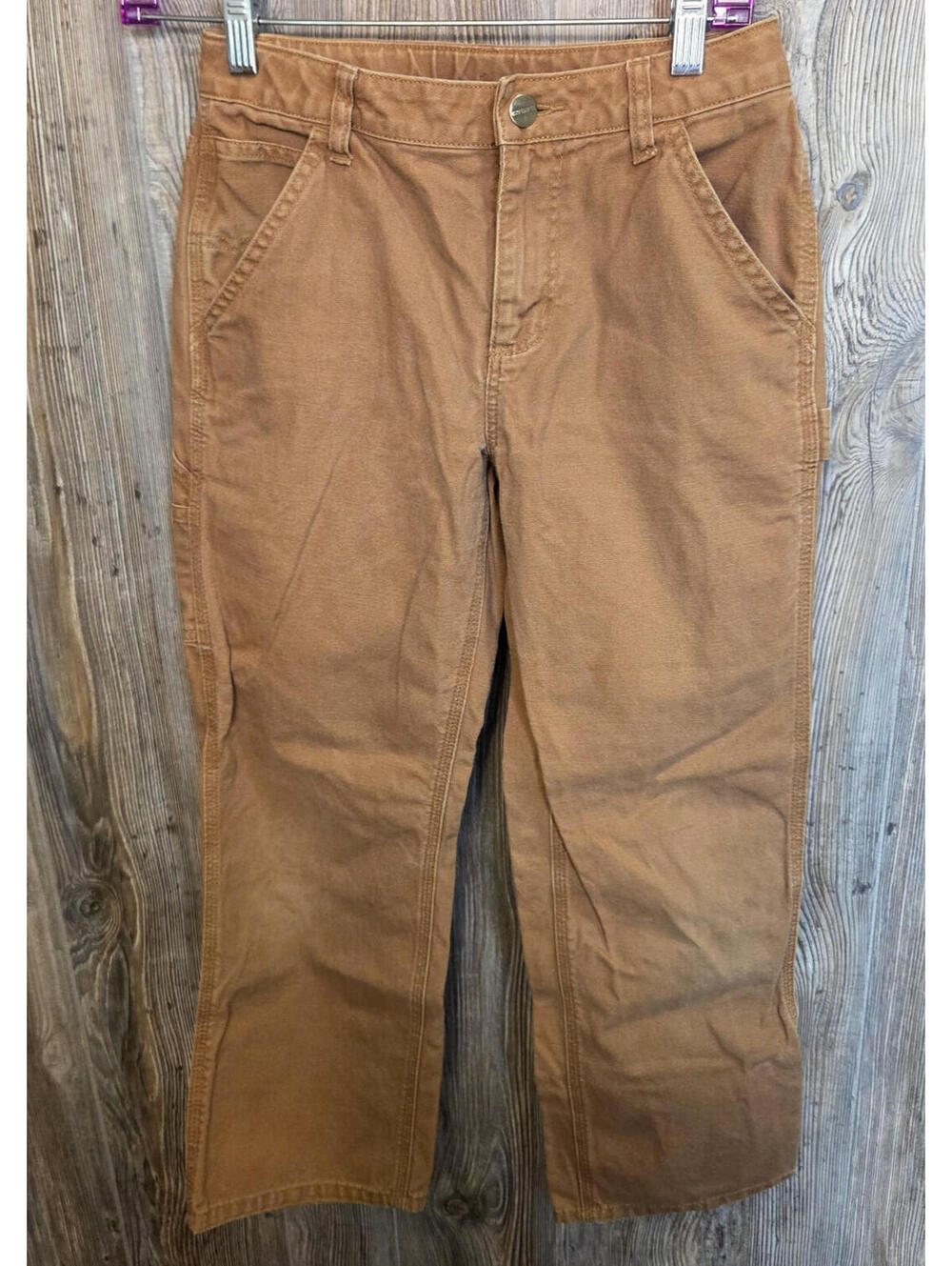 Carhartt BN8311-B Youth Size 12 (25x25) Brown Canvas Carpenter Dungaree Pants